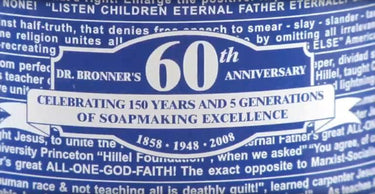 2008 - A Dr. Bronner’s celebra 150 anos de produção de sabão e 60 anos de fabrico de produtos biológicos certificados. Expande a distribuição para Israel, cumprindo um sonho de vida de Emanuel Bronner.