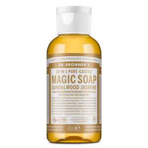 SAbonete líquido biológico Jasmim Sândalo Dr. Bronner's 60 ml